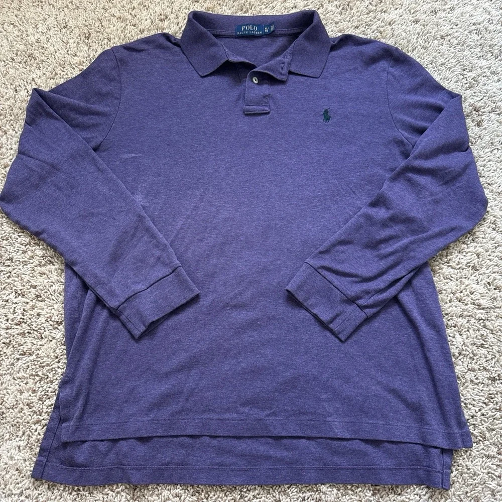 Vintage Polo Ralph Lauren Purple Long Sleeve Polo Shirt - XL - Classic Pony Logo